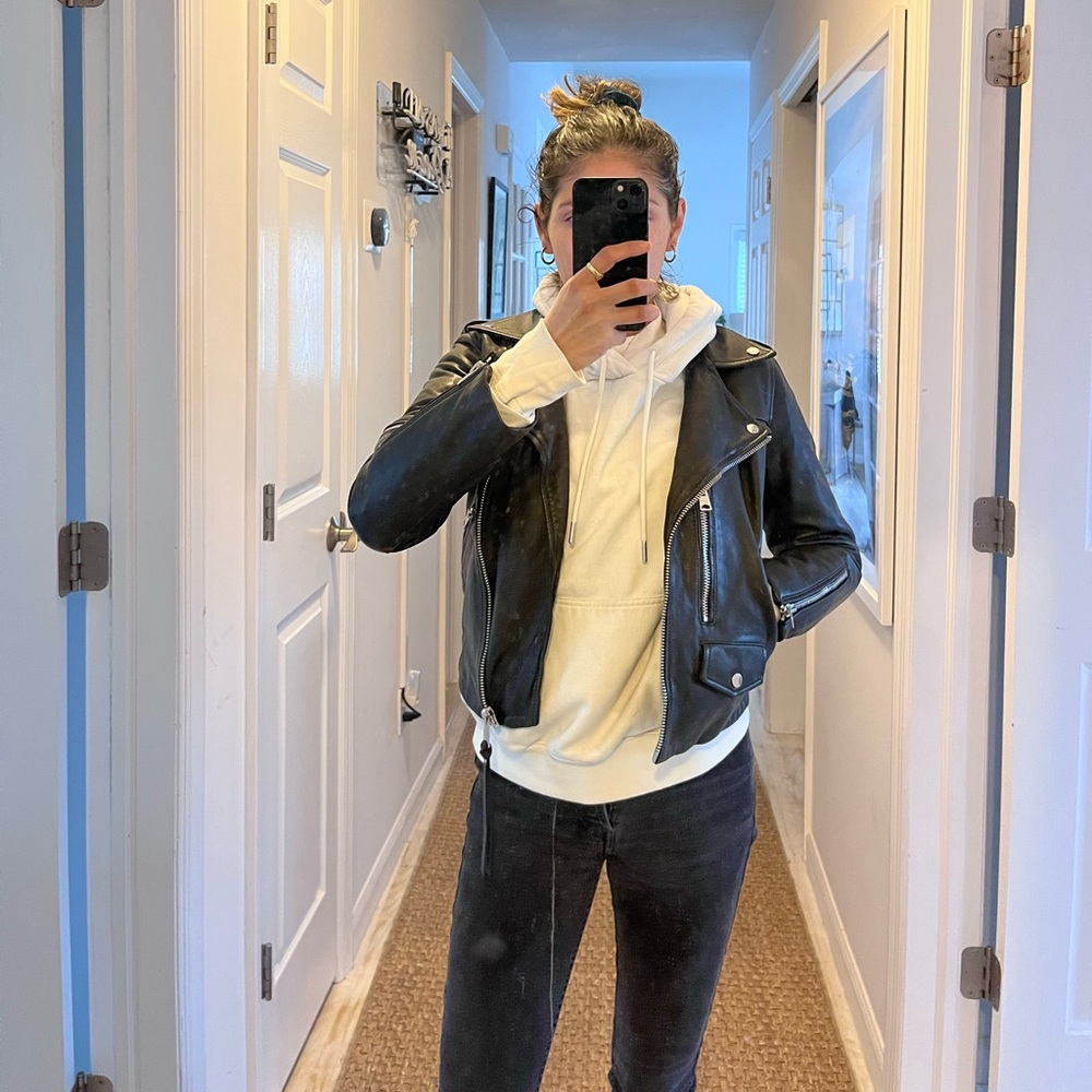 NEW ALLSAINTS Darnley Leather Biker Jacket - Picture 2 of 3